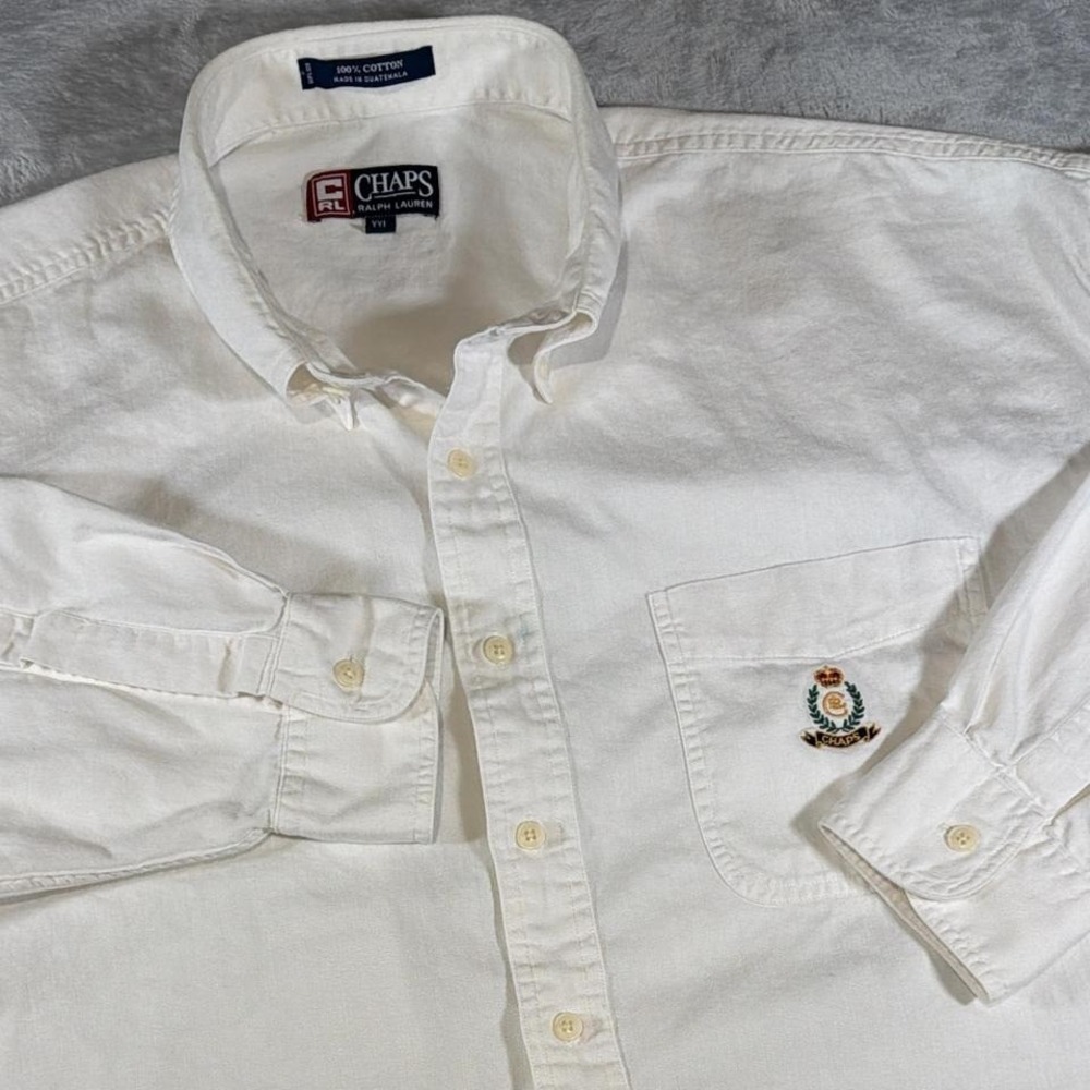 90s Vintage Chaps Ralph‎ Lauren Button Down Shirt | White | XXL